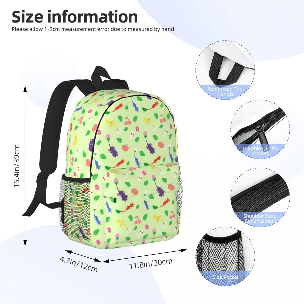 Pikmin Backpacks Boys Girls Bookbag Casual Children School Bags Travel Rucksack Shoulder Bag Large Capacity