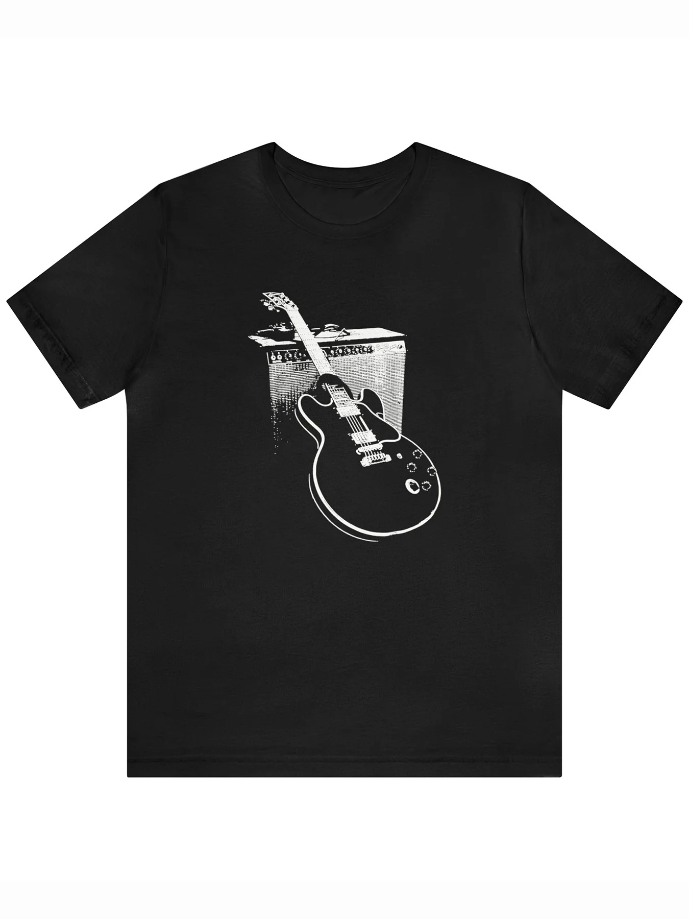 

Vibrant Fancy Guitar Print Crew Neck T-Shirt - Men's Soft Short Sleeve Top for Summer Casual Wear - Stylish Comfy Tee