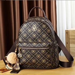 New Luxury Women Fashion Printing High Quality Leather Travel Backpack Large Capacity Trend Shoulder Bags Notebook School Bag