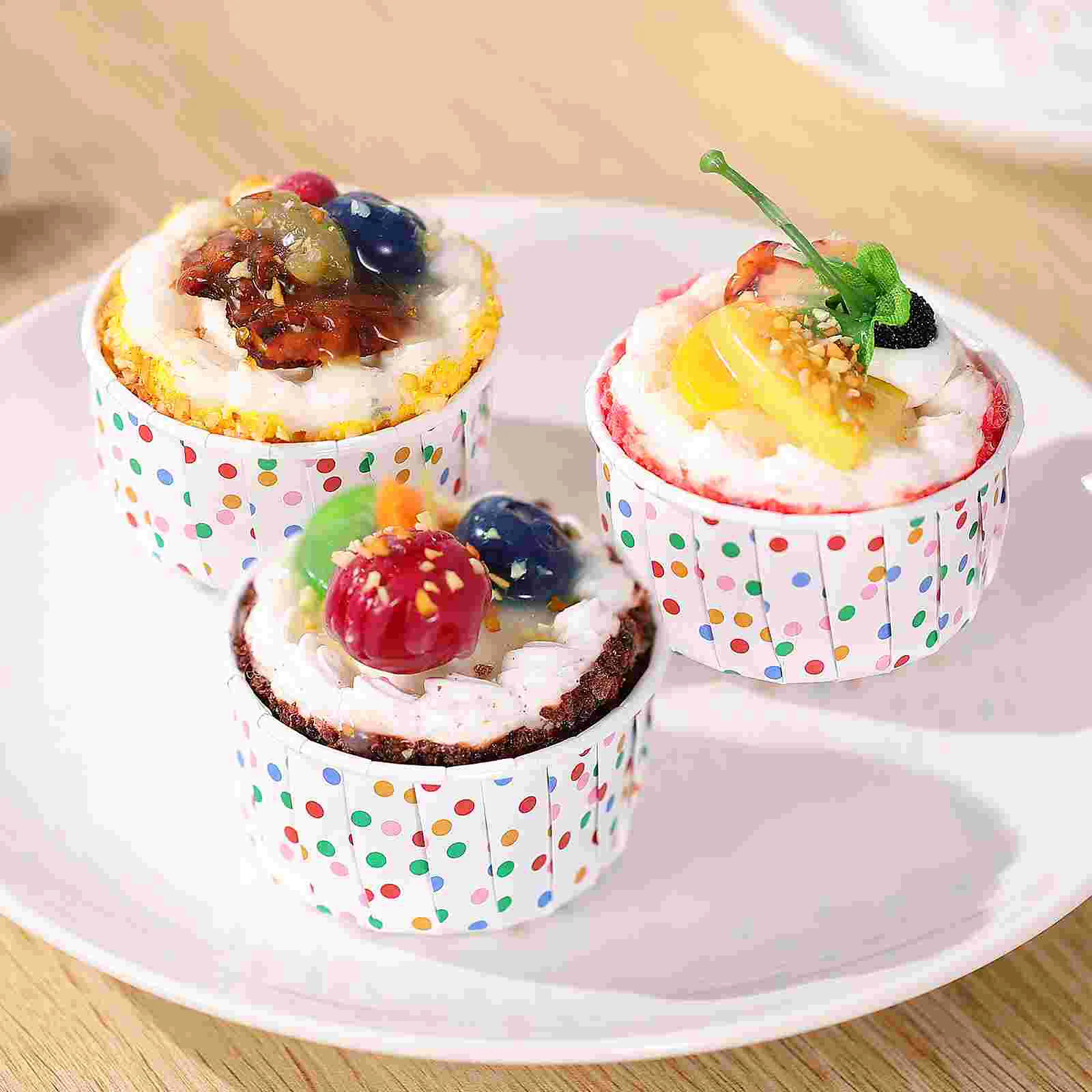 

100pcs Paper Treat Cup Disposable Circular High-temperature Resistant Pastry Dessert Bowl for Sundae Cake Ice Cream Kitchen Mold