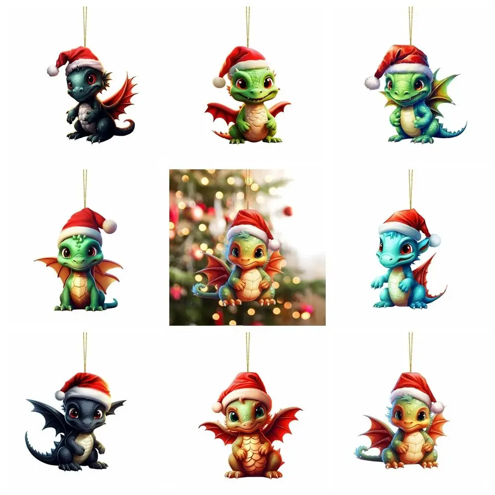 2D Acrylic Dragon Pendant Flying Dragon Acrylic Dragon Egg Car ornaments Eye-Catching Cute Xmas Dinosaur Keychain