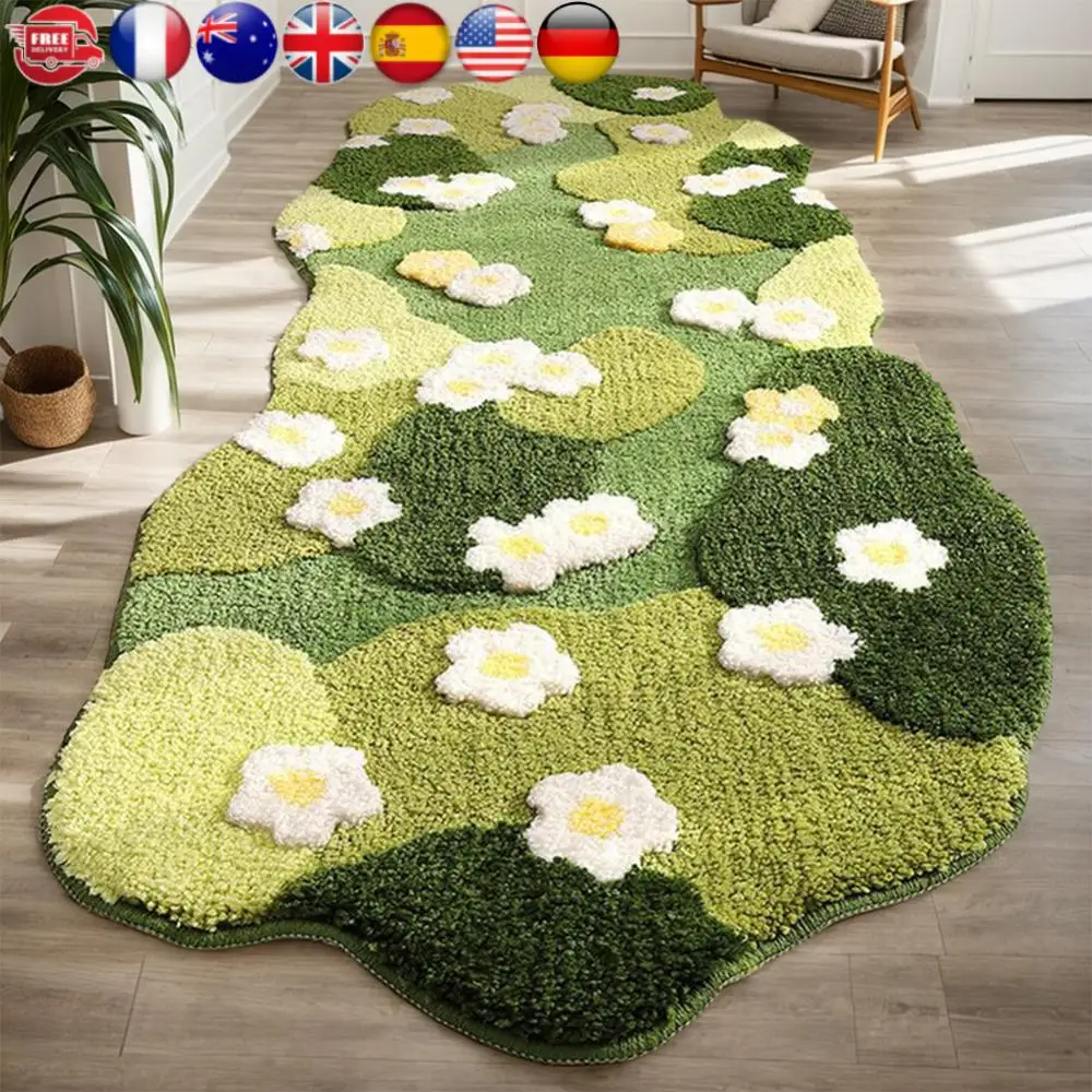 

Three-Dimensional Carpet Fluffy Nordic 3D Lawn Moss Rugs Carpet Green Forest Irregular Floor Mat Flocked Green Plush Bedroom Rug