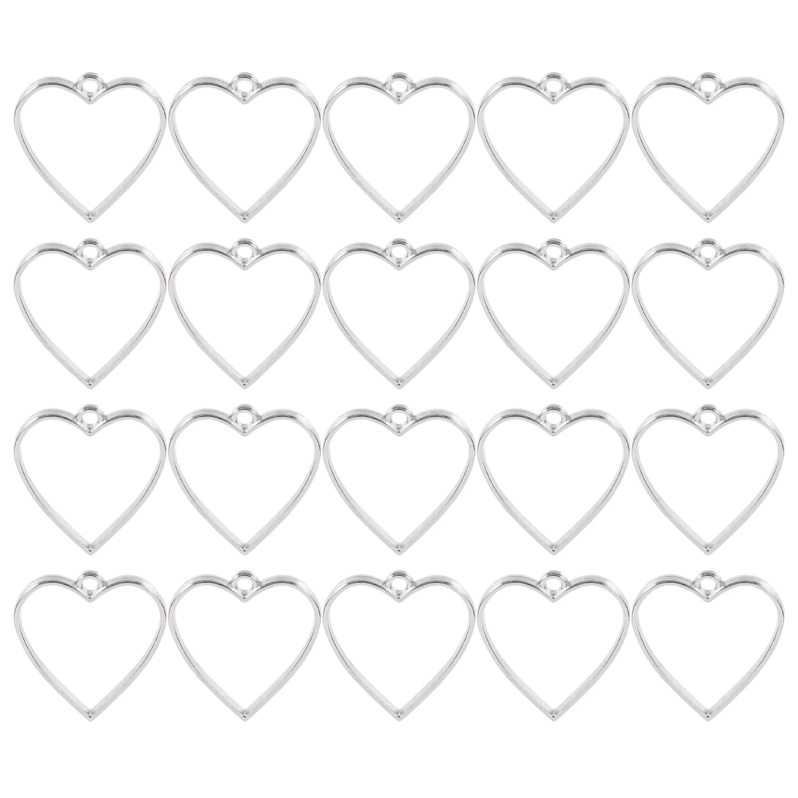 20Pcs Heart Shaped Pendants Alloy Decorative DIY Jewelry Accessories Necklace Pendant for Handmade Craft Supplies