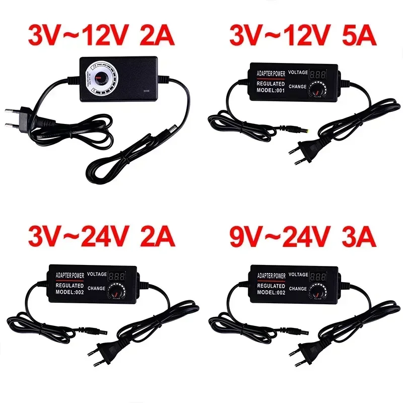 

Adjustable Power Supply Converter Adapter AC 220V To DC 3V 5V 9V 12V 24V 2A 3A 5A Led Display Switching Power Supply Transformer