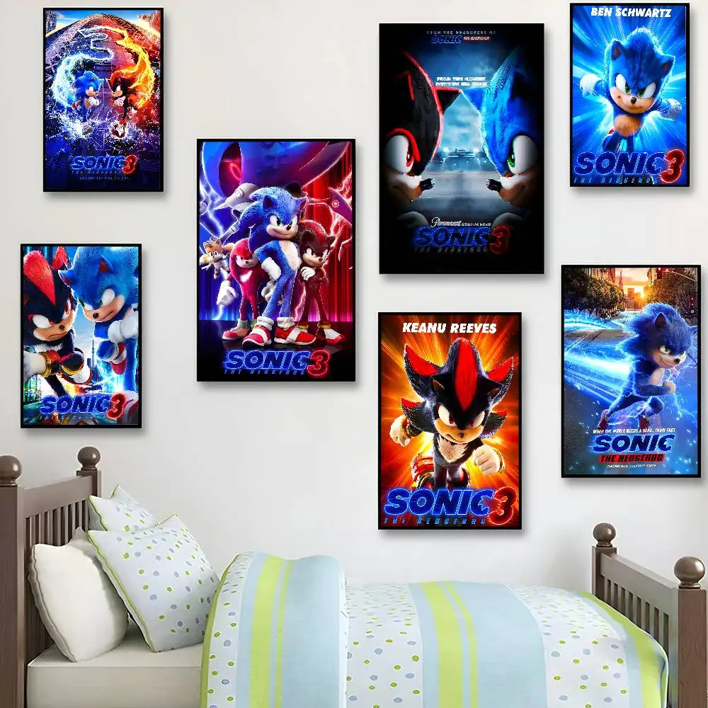 Sonic The Game H-Hedgehog, klassisches Anime-Poster, wasserfester Papieraufkleber, Kaffeehaus, Bar, Zimmer, Wanddekoration