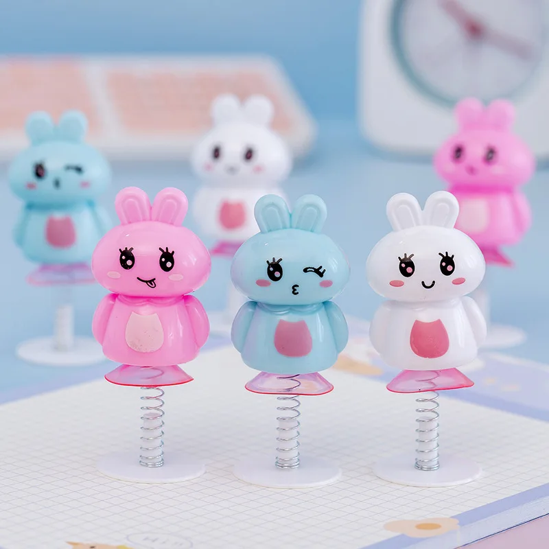 5Pcs Novelty Funny Squeeze Bouncing Rabbit Children Prank Desktop Squeeze Bouncing Small Toys Animal Rabbit Kids Creative Gifts