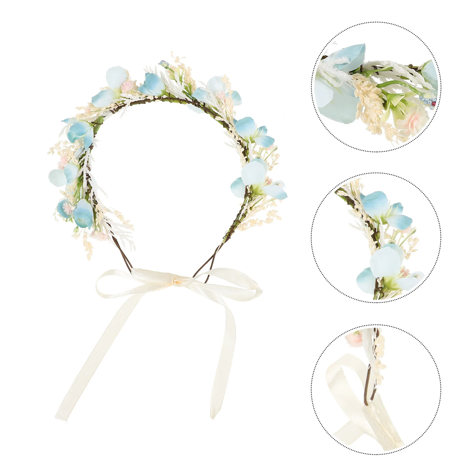 

Flower Headband Bohemian Handmade Floral Hair Wreath Adjustable For Wedding Bridal Party Prom Hair Accessories