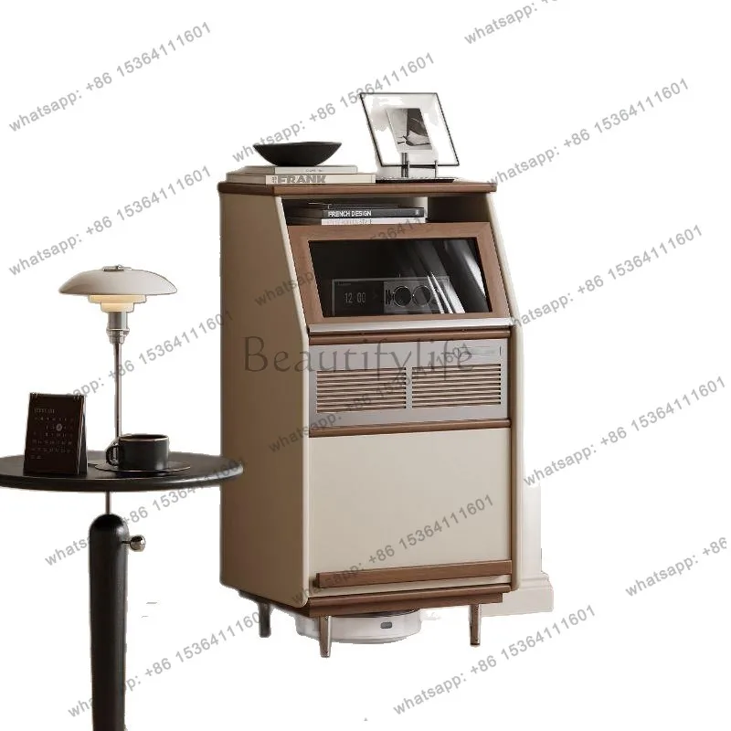 

French solid wood cream retro style bucket cabinet, living room against the wall storage, drawers, porch cabinet