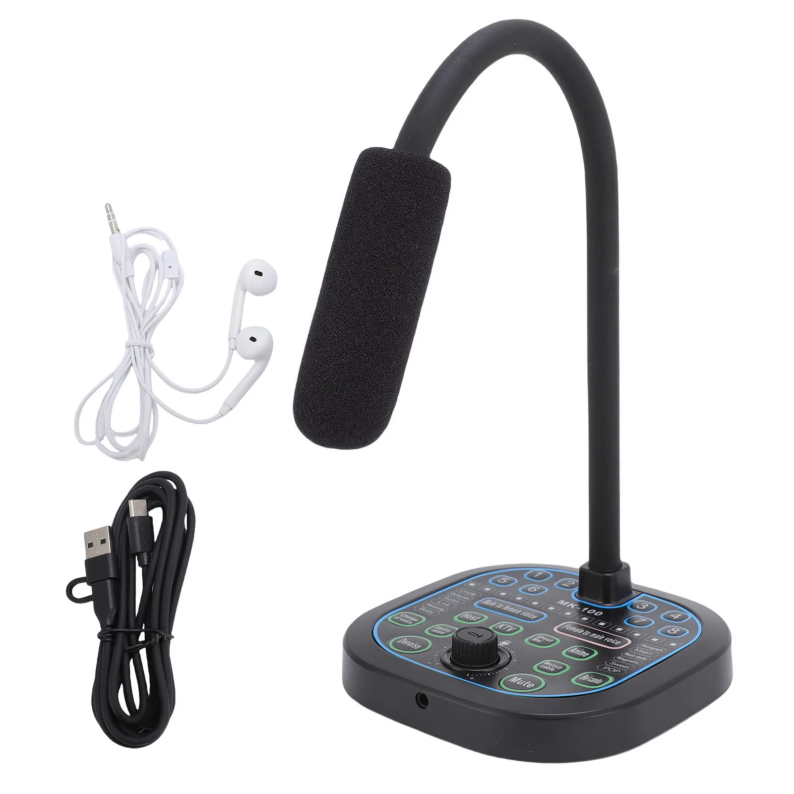 Handheld Microphone Voice Changer 16 Sound Effects Voice Changer Disguiser for Game Recording Phone Computer PC Laptop
