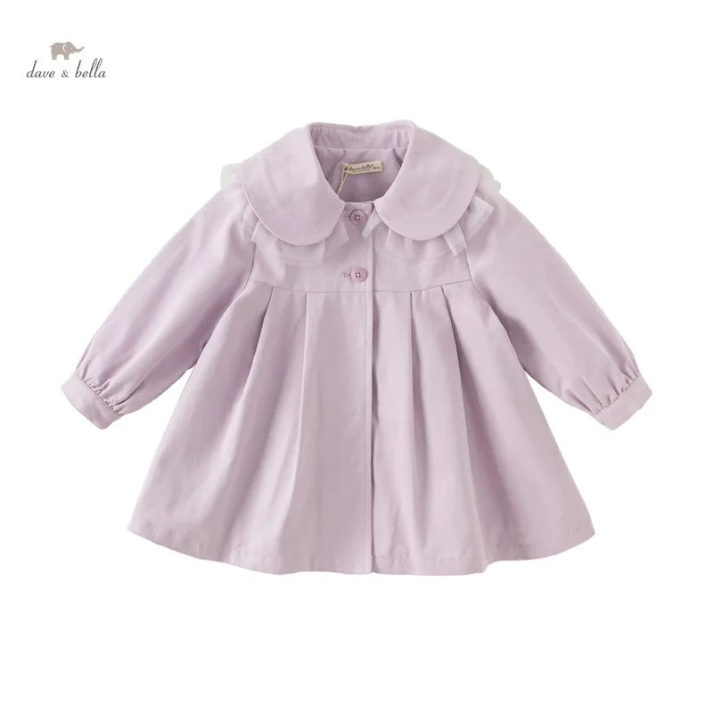 Dave Bella Children Girls Clothes Outerwear 2024 New Autumn Fashion Casual Noble Sweet Charm Coat Top Outdoor Party DB3241289