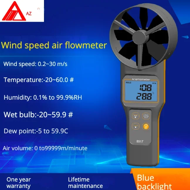 AZ8917 high-precision anemometer measuring temperature and humidity wet bulb dew point detection anemometer