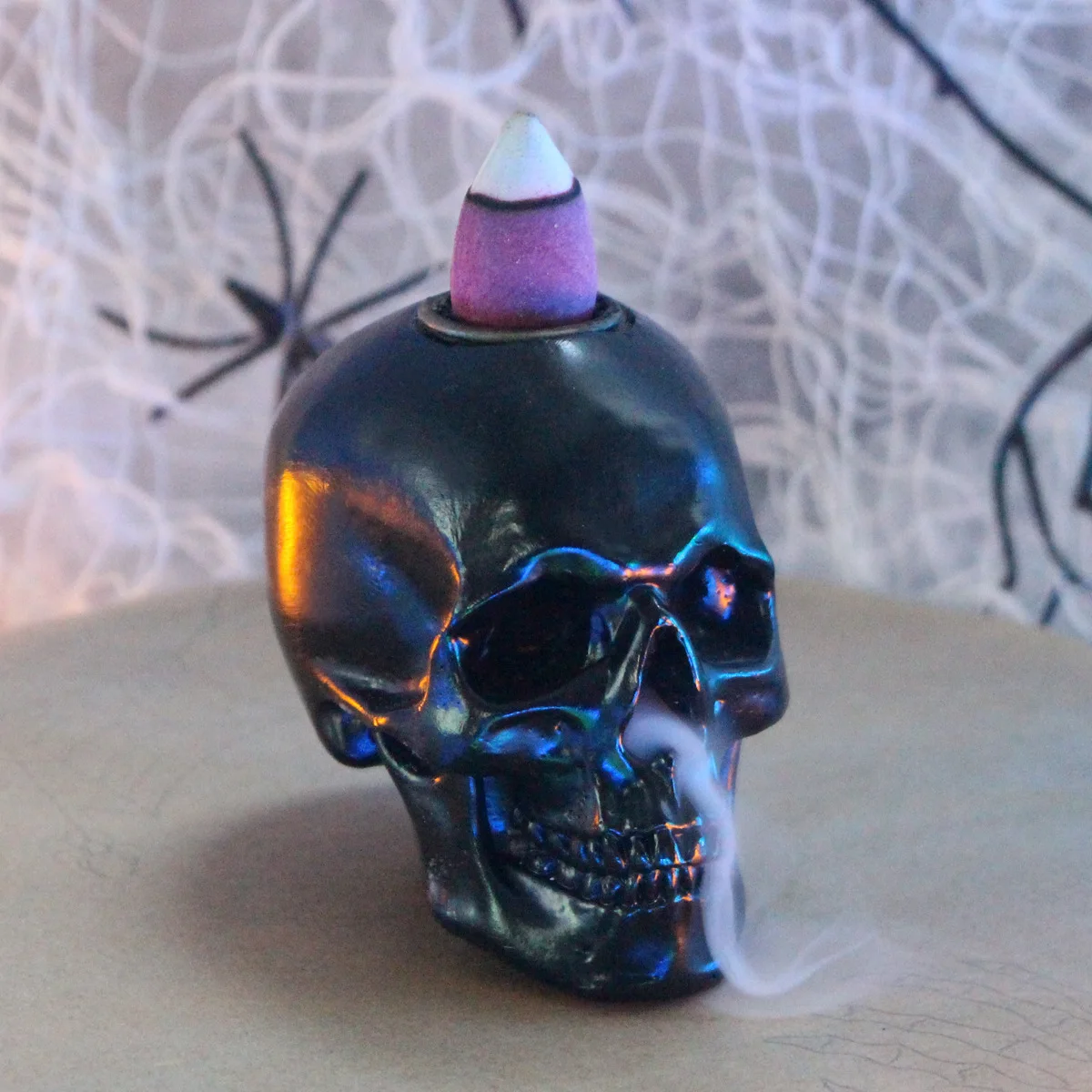 

Resin Skull Incense Burner - Gothic Halloween Decor for Home & Office