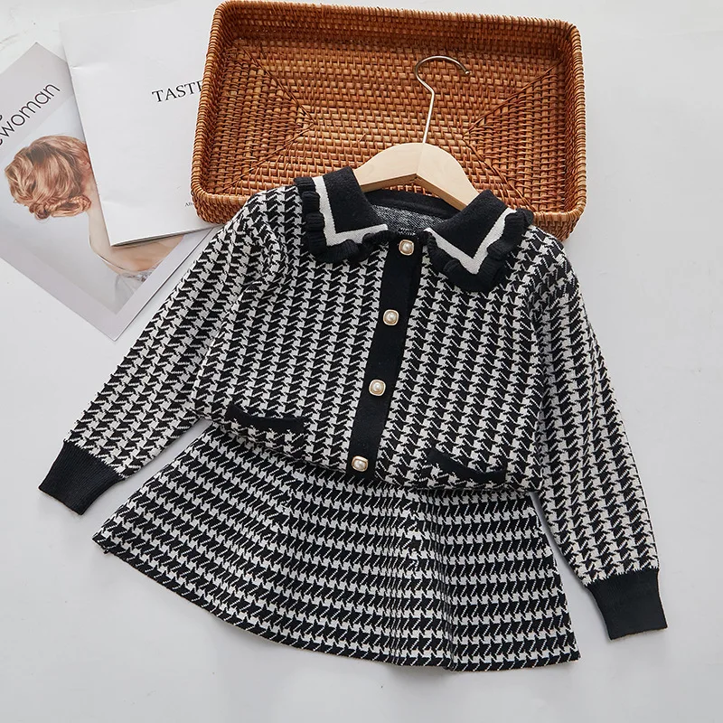 

Children's Suit Autumn Winter Style Baby Girl Fashionable Sweater Dress Knitted Skirt Short Skirt Two-Piece Set