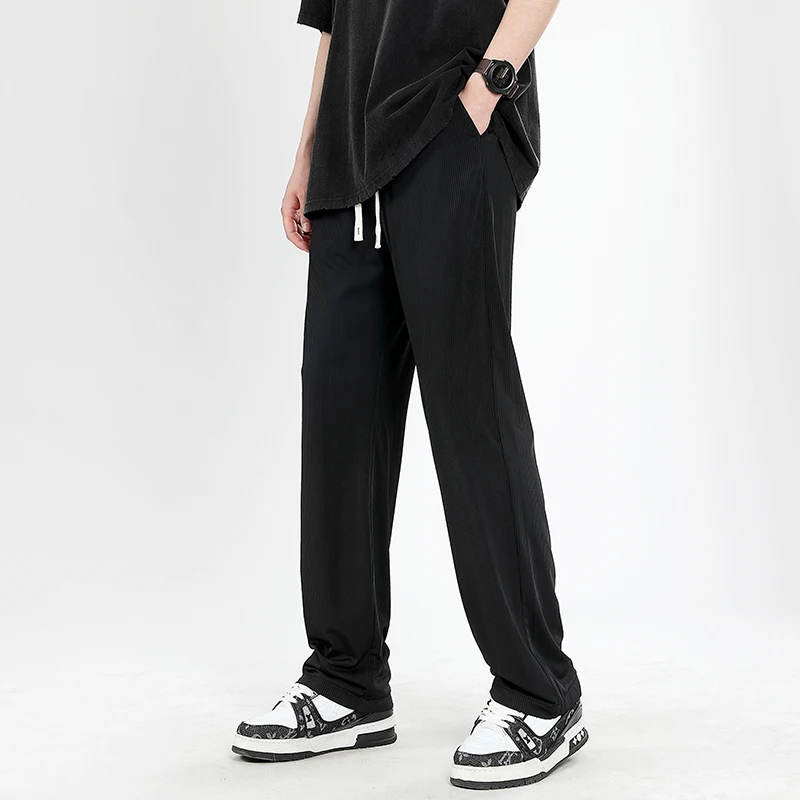 2024 Summer New Wide Leg Pants Fashionable Youth Neutral Trendy Solid Color Casual Pants Cargo Pants