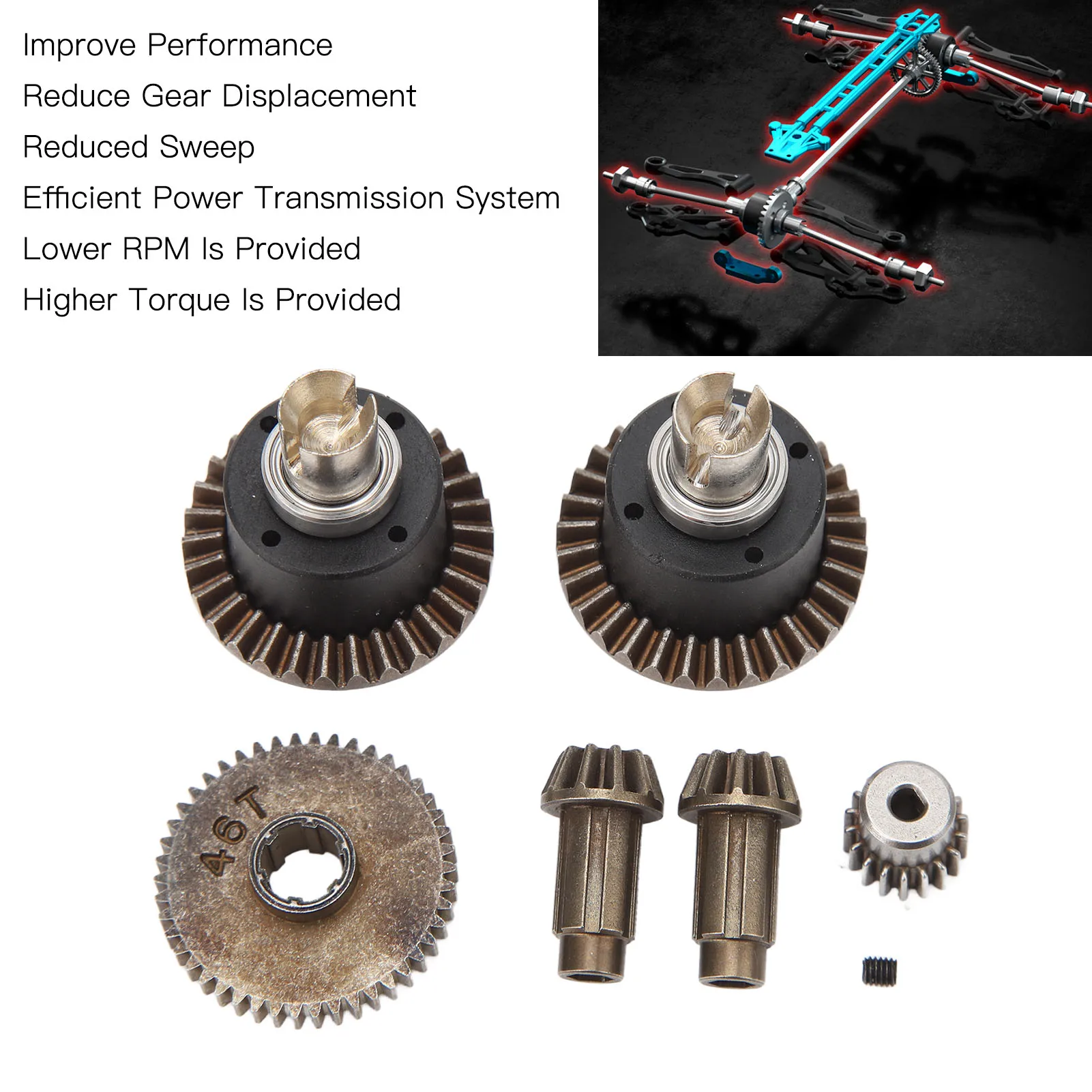 Kit de remplacement d'engrenage de conduite de voiture RC, moteur de voiture RC, assemblage ou.com, SCY 16101 16102 16103 16201pro 1/16