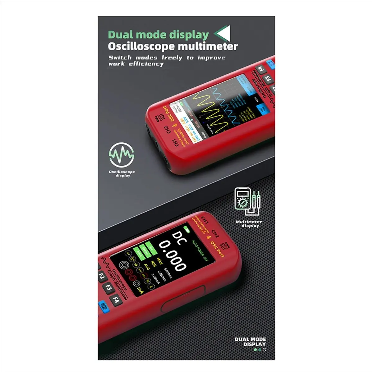 A73P  O9 Handheld Oscilloscope Digital Multimeter+Function Signal Generator Dual Channel 50MHZ Graphic Meter