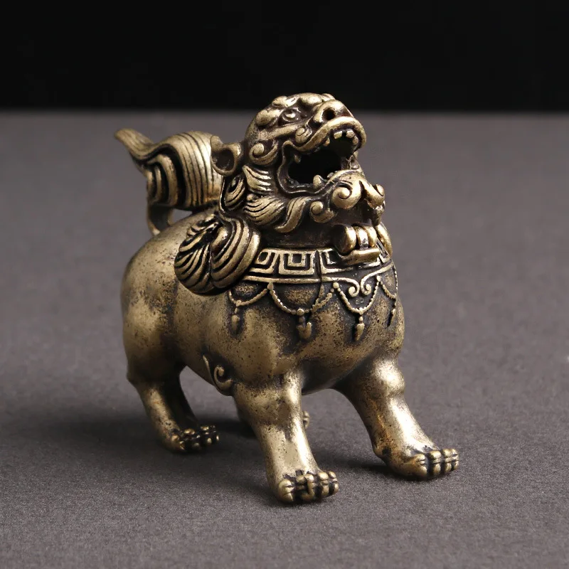 

Retro Copper Design Auspicious Beast Unicorn Roaring Sandalwood Incense Burner To Attract Wealth Home Study Decoration