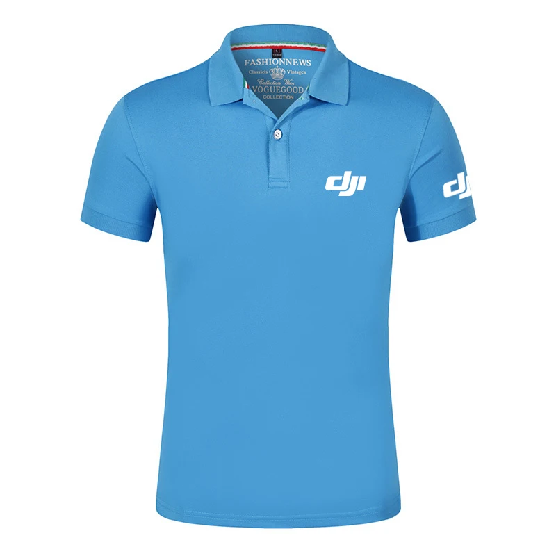 New Dji Professional Pilot Drone Men\'s New Summer Hot Breathable Polo Shirts Printing Short Sleeve Comfortable Tops