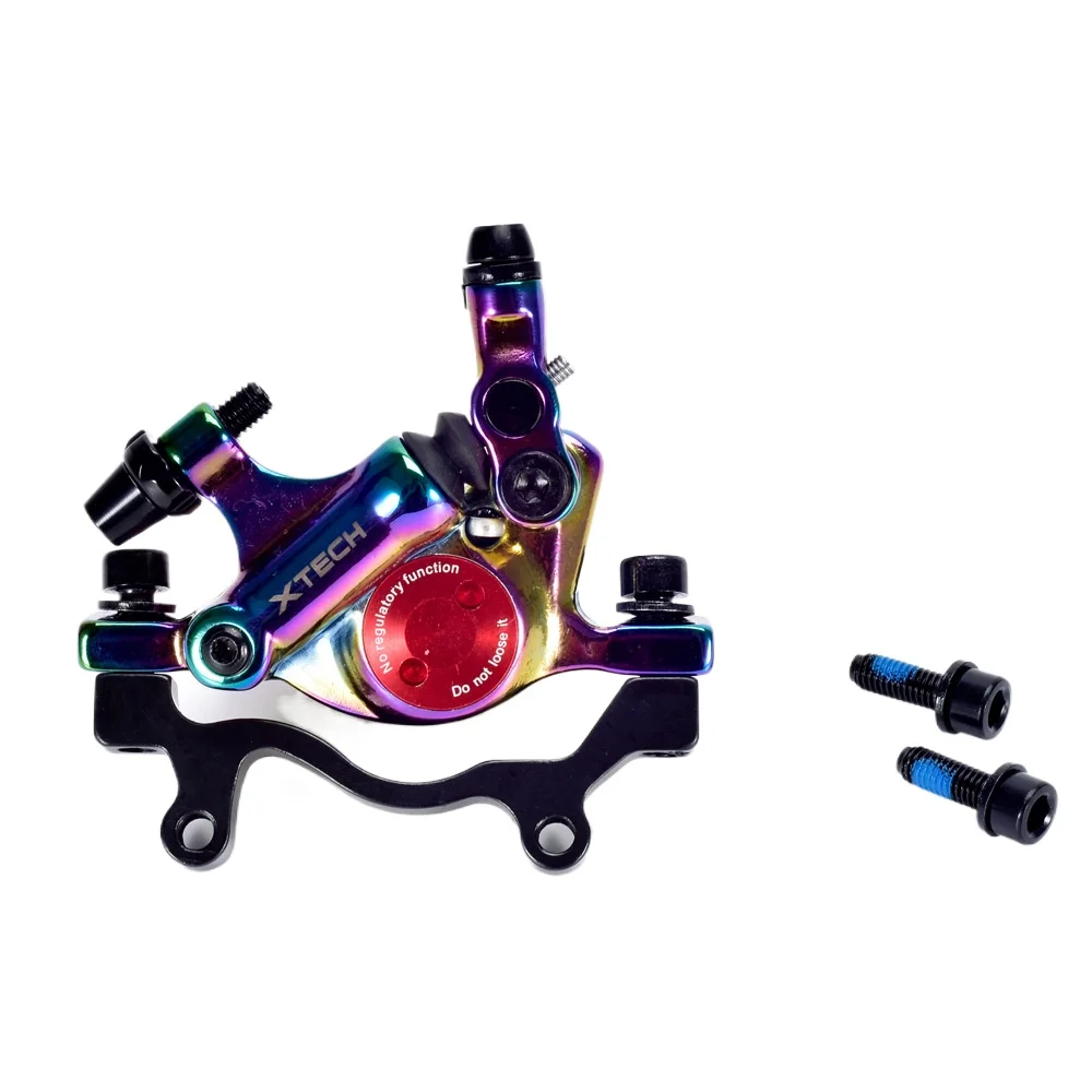 

MTB Colorful Bicycle Line Pulling Hydraulic Disc Brake Mountain Road XTECH Bike Hydraulic Oil Front&Rear Disc Brake Rainbow Set