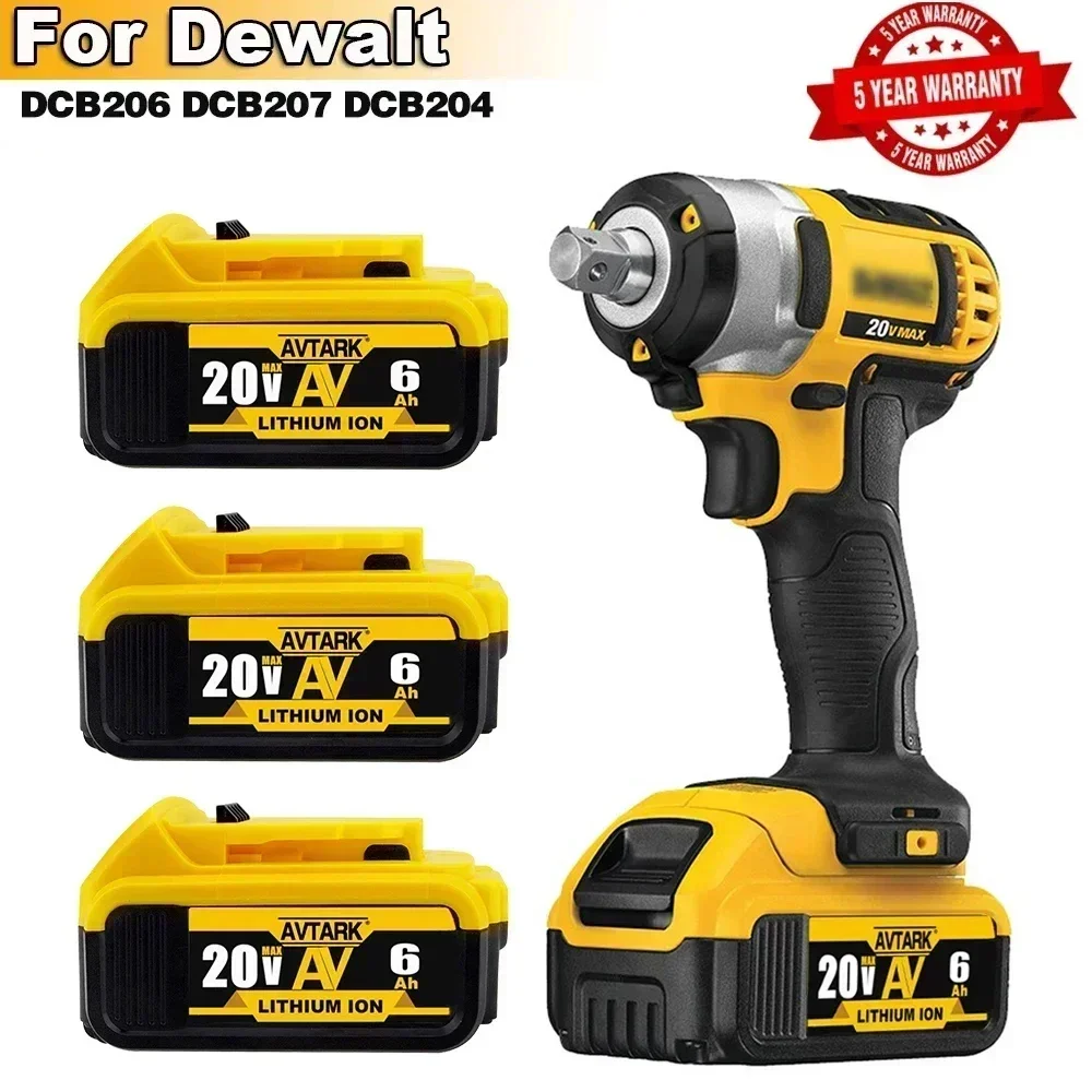 2024 Replacement Li-ion Battery for DeWalt MAX DCB205 DCB201 DCB203 Upgrade 20V 6.0Ah 8.0Ah DCB200 power tool Batteries