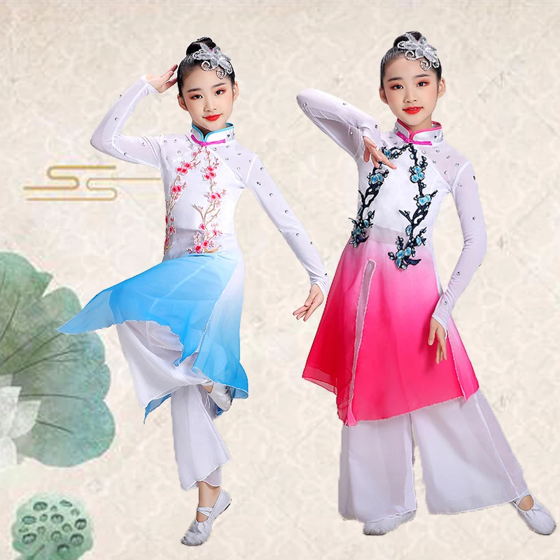 Girls' stereoscopic flower classical dance costumes Chinese Folk Jasmine Yangko costumes fan dance elegant sequins dance costume