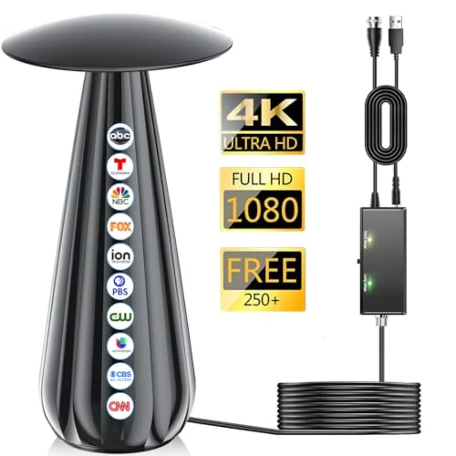 

3600+ Miles Range TV Antenna Indoor 2026 Digital Antenna for Smart TV HDTV Antenna for Local Channels with Signal Amplifier Sup