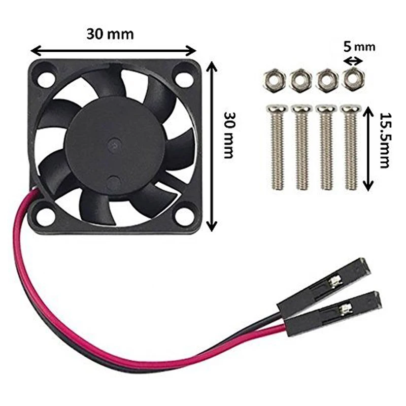 Kipas untuk Raspberry Pi 4 30X30X7Mm Raspberry Pi 4 Kipas Pendingin Tanpa Sikat 3.3V 5V DC Kipas Tenang Penyerap Panas untuk Raspberry Pi 4B, Pi 3B +