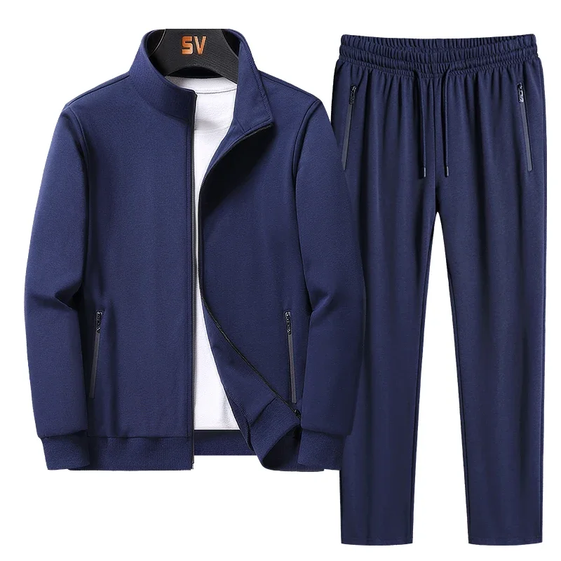 New Men\'s Set Spring Autumn Man Sportswear 2 Piece Sets Sports Suit Jacket+Pant Sweatsuit Male Tracksuit Asia Size6XL 7XL 8XL