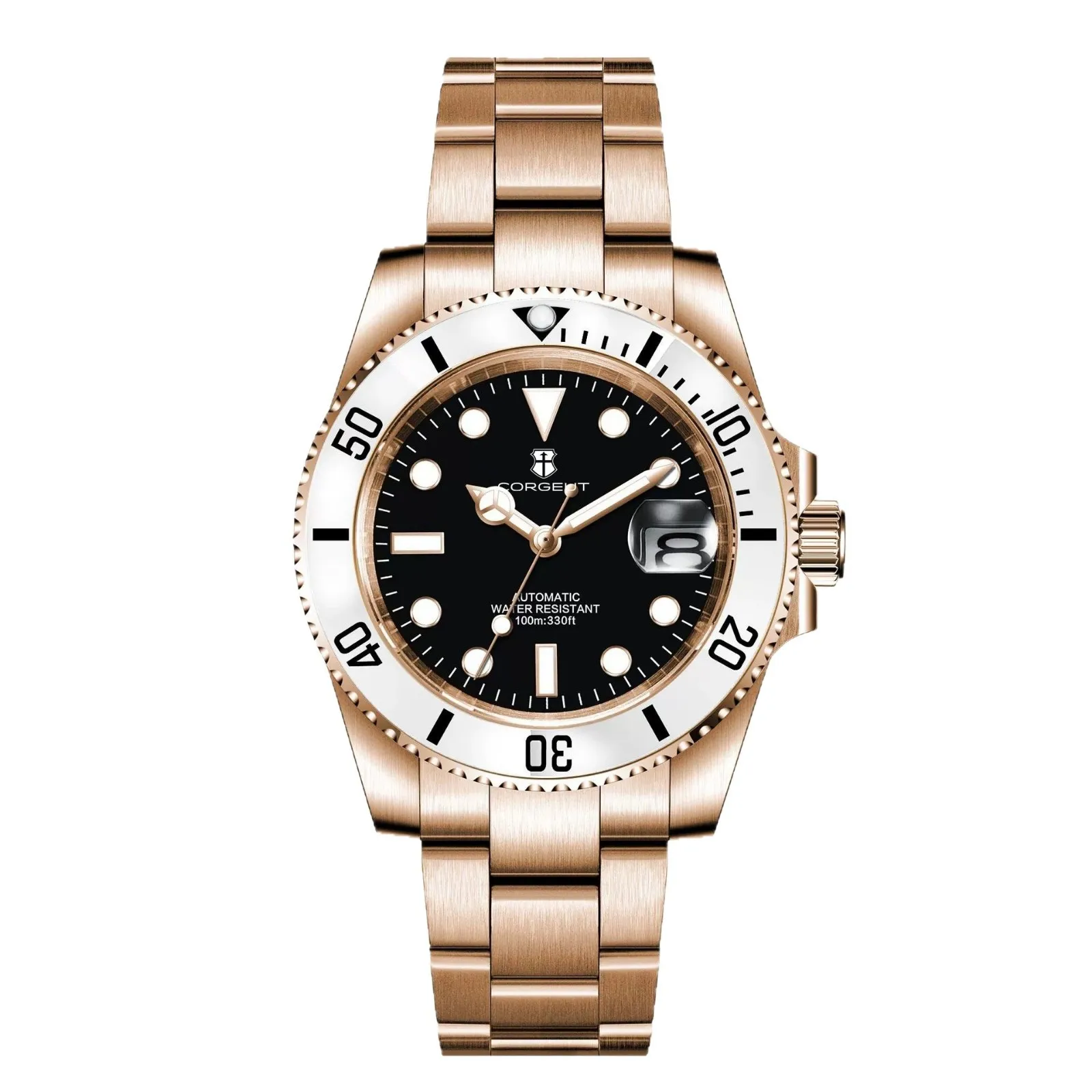 Ceramic ring rose gold automatic movement watch waterproof watch male mechanical watch