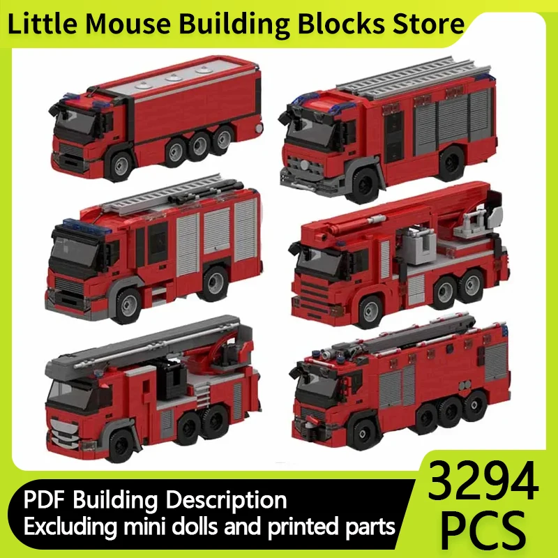 City Car MOC Building Bricks Complete List Of Types Of Fire Trucks Modular Technology Gifts Holiday Assemble Children Toys Suit