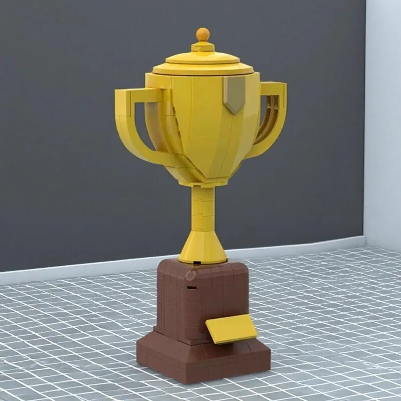 

Creative Fun Series Competition Champion Supreme Award Honorary Trophy Building Block MOC Yellow Large Trophy Model Kid Toy Gift