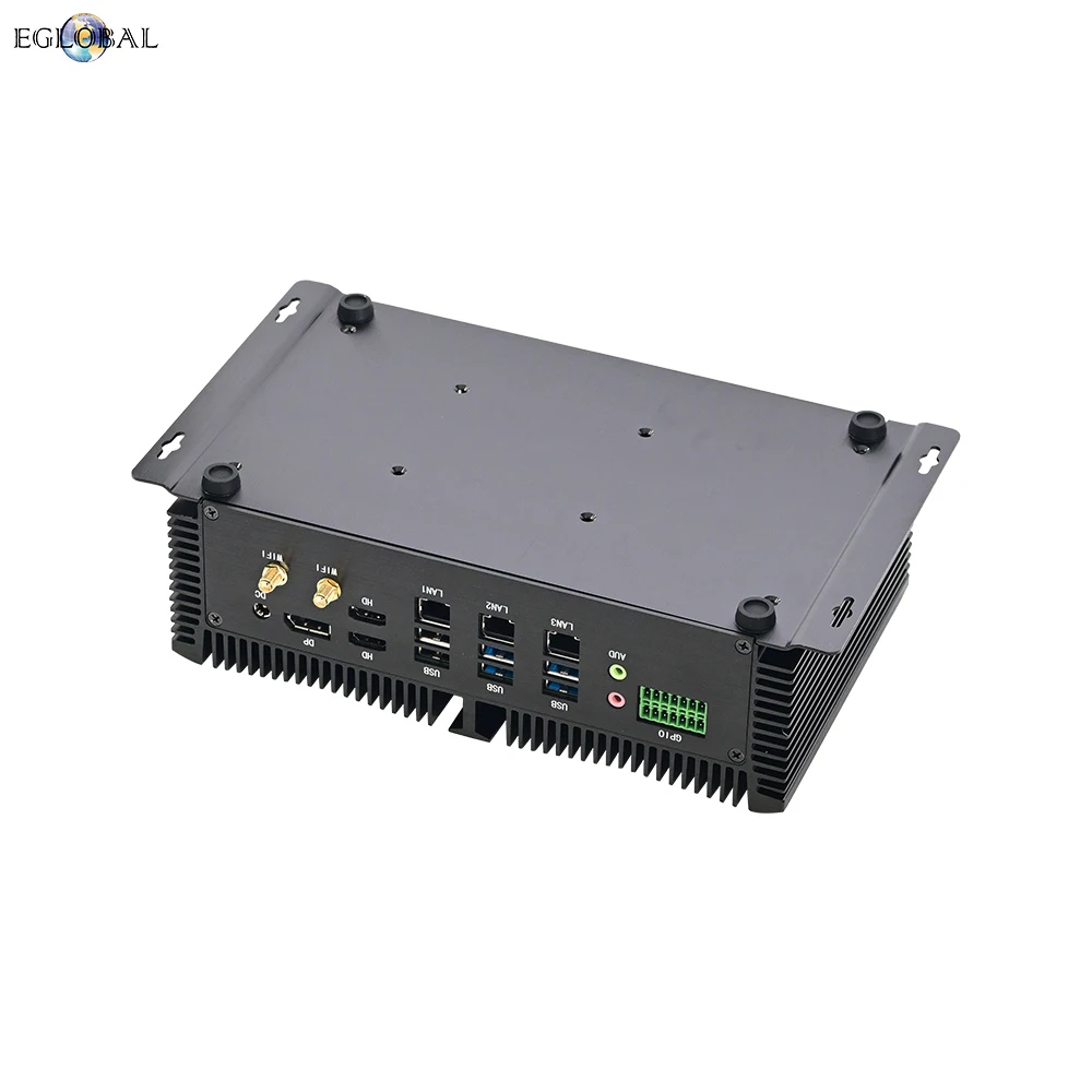 EGLOBAL Mini PC Industrial i5 1235U i7 1255U 8COM RS232 RS485 RS422 3LAN 2DDR5 2NVME SSD GPIO HDMI DP Windows 10 PC sin ventilador