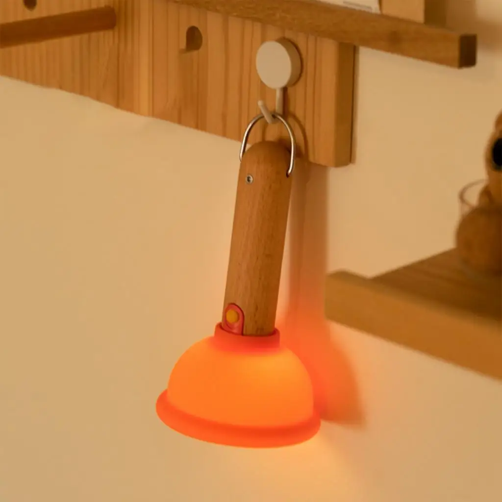 

16cm Cute Plunger Shape Night Light Silicone Nightlight with Timer Lightweight