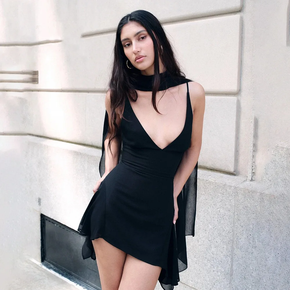 

European and American style cross-border 2025 spring and summer new hot-selling women's short skirt fashionable and sexy backles