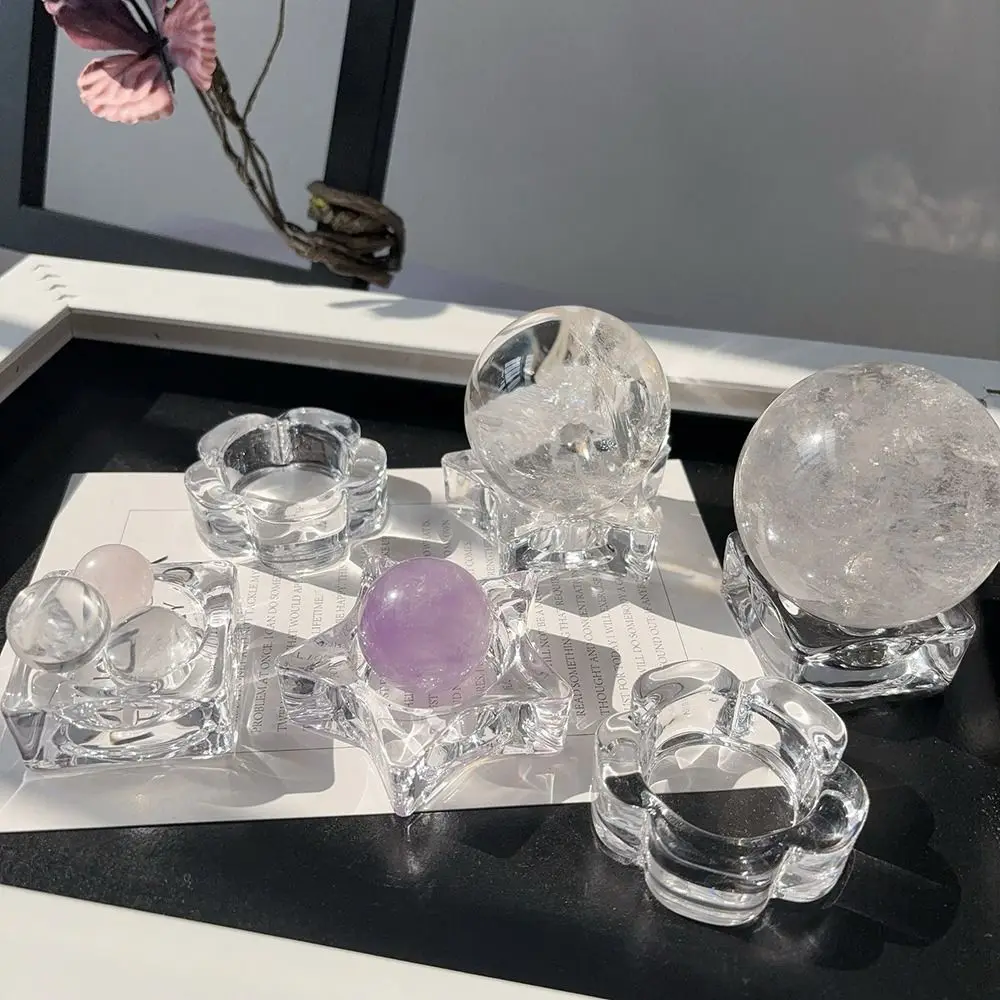 Modern Glass Crystal Ball Base Transparent Photography Props Crystal Ball Display Stand Craft Glassball Base Home Decoration
