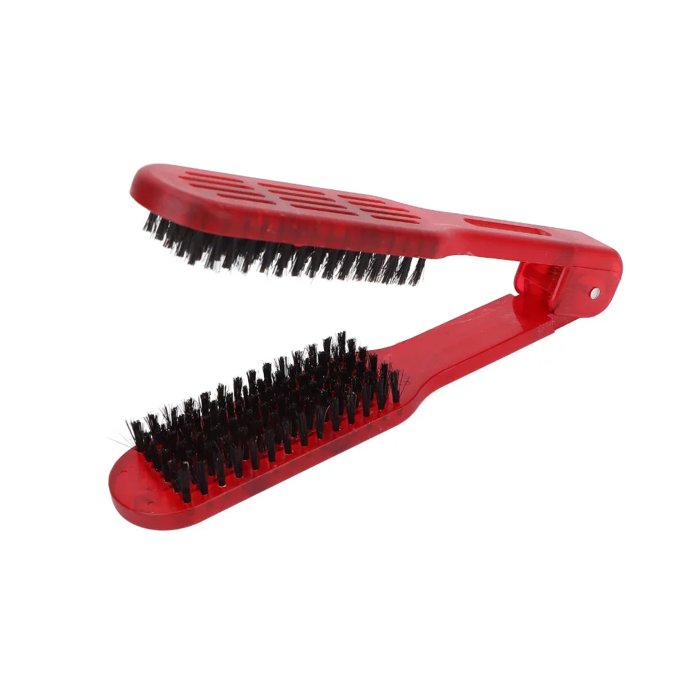 V-Shape Design Hair Straightening Brush Splint Structure Portable Hair Styling Comb Double Sides Convenient