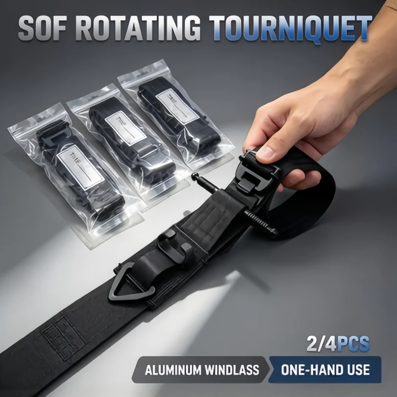 SOF Rotating Tourniquet 2/4Pcs with Aluminum Windlass, One-Hand Tactical Hemostatic Band for Emergency First Aid