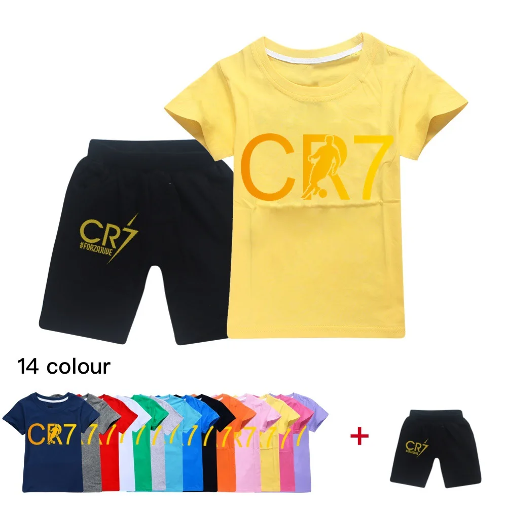 Boys Girls Clothes Summer T-shirt Cristiano Ronaldo T Shirt Fashion Outdoor Casual Training Sports Tees Short Sleeve Sweatshirt