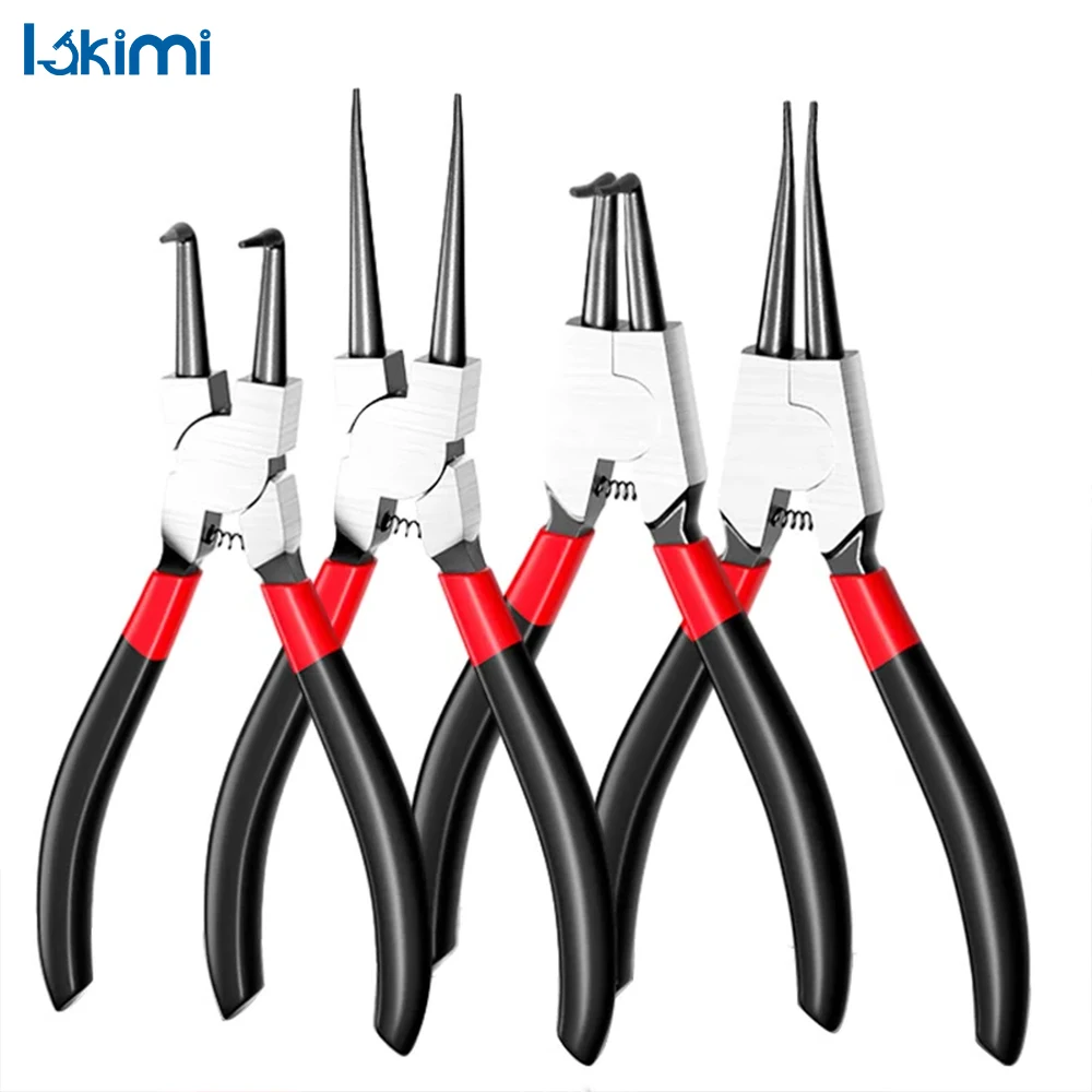 

5-Inch Needle Nose Circlip Pliers - Retaining Ring Puller for Removing and Installing Locking Rings and Shafts LK-AA46