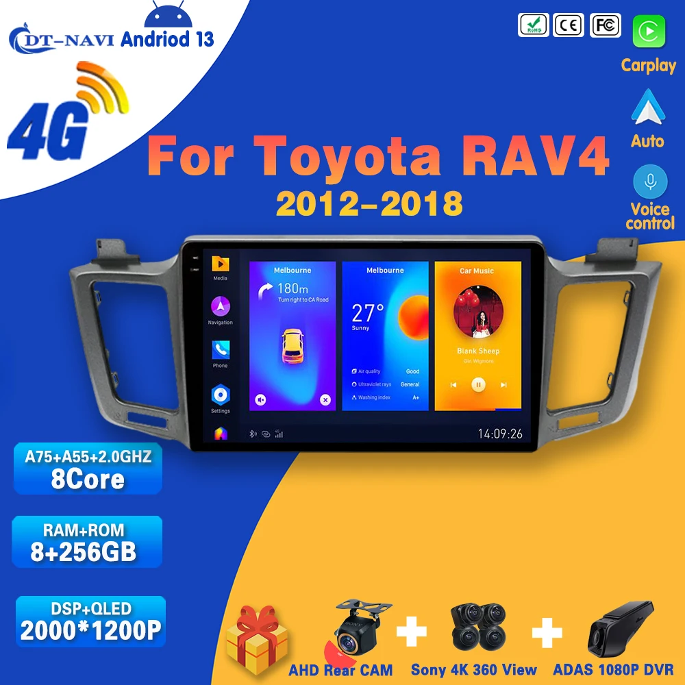 

Автомагнитола Carplay Android для Toyota RAV4 RAV 4 2012 - 2018 мультимедийный видеоплеер навигация GPS Авто Стерео DVD No 2Din