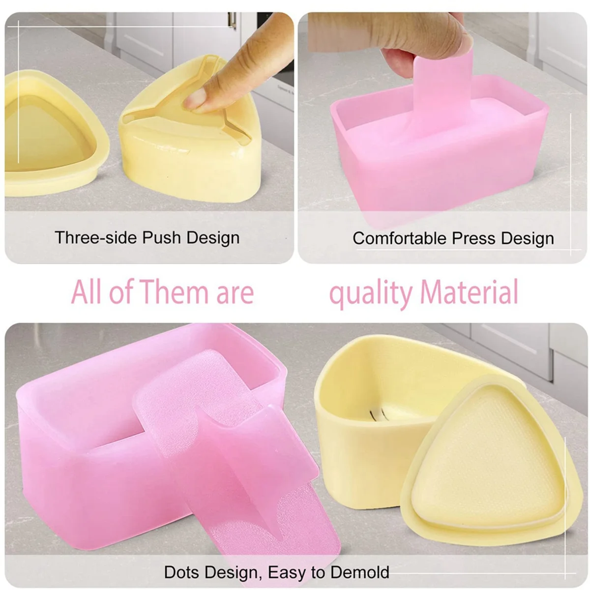 ABNP Onigiri Mold, 3 Pack Rice Mold Musubi Maker Kit, Maker Press, Classic Triangle Rice Ball Maker Sushi Mold