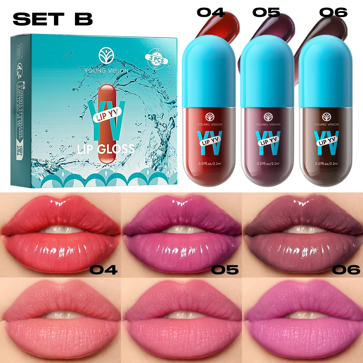 Kit de labios 4 en 1, delineador y rubor de brillo de labios, juego de lápiz labial líquido multiusos de 3 colores, resistente al agua de larga duración, juego de regalo de maquillaje