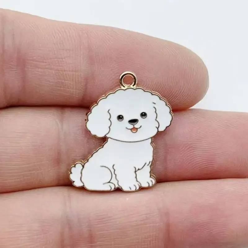 11pcs Cartoon Animal Pet Dog Puppy Footprint DIY Alloy Drip Oil Keychain Necklace Jewelry Pendant Pendant image 5