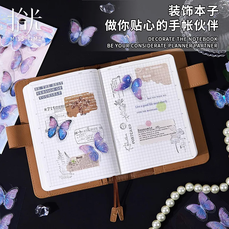 10sheets/1lot kawaii Stationery Sticker Dream Butterfly Whispers junk journal Decorative Scrapbooking DIY Craft
