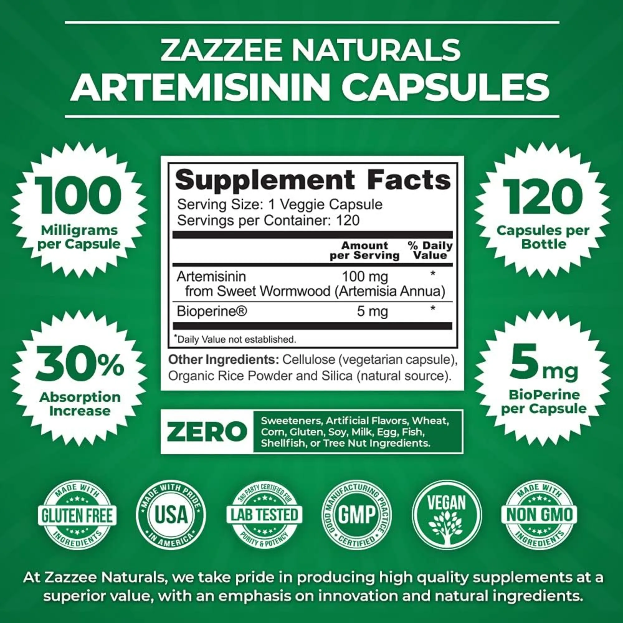Artemisinin Plus Bioperine - يدعم الشيخوخة الصحية والهضم وجهاز المناعة من أجل الامتصاص الأمثل والرفاهية بشكل عام