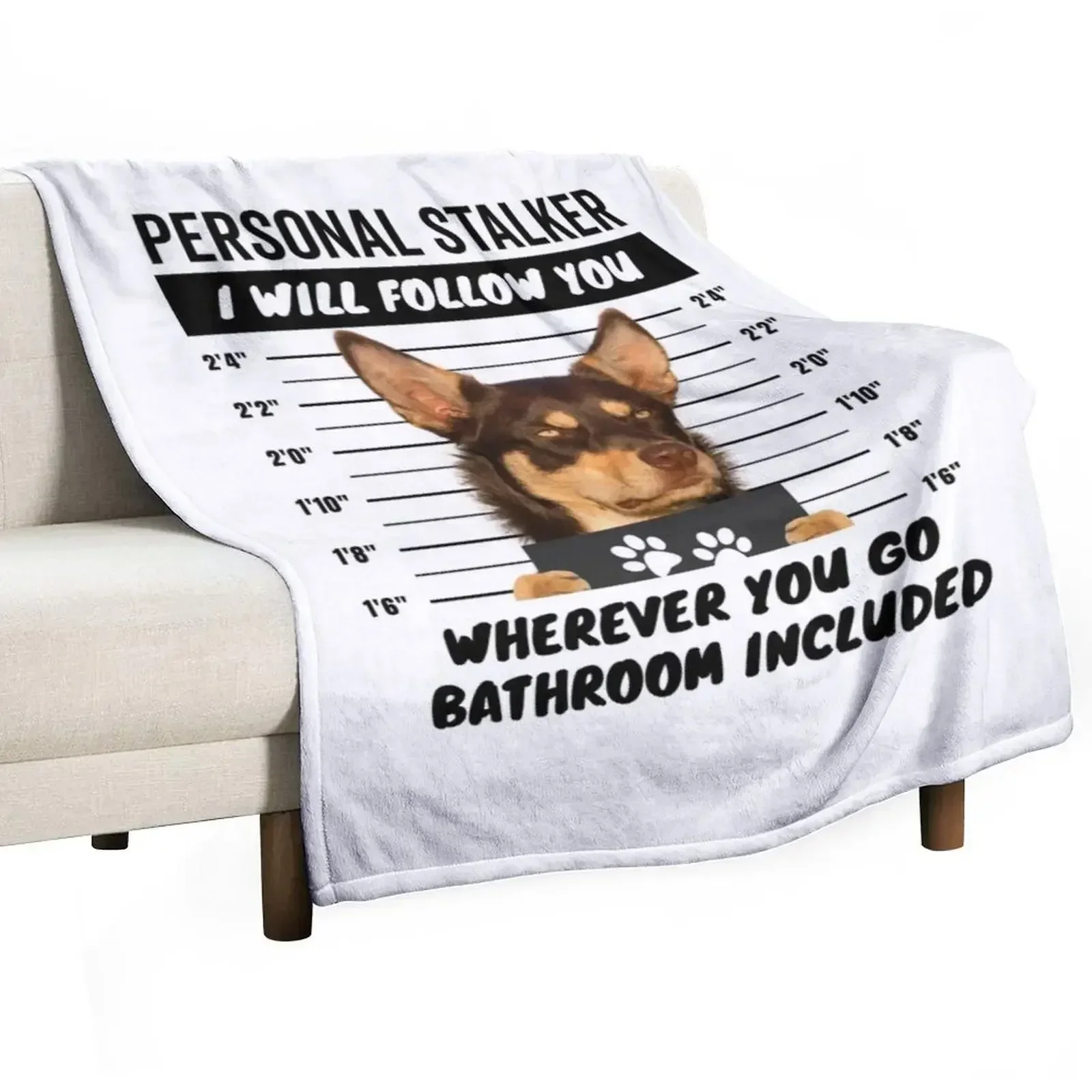 Personal Stalker Dog – Tan Red Australian Kelpie Throw Blanket Bed Personalized Gift Blankets