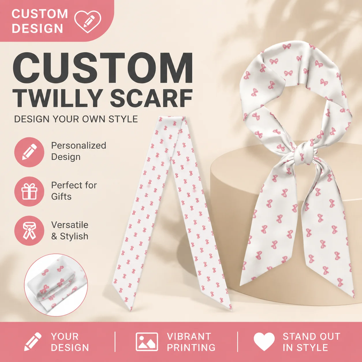 3pc Personalized Long Scarf Custom Print Necktie Hairband 128cm Choker Ribbon Birthday Gift Wholesale Dropshipping