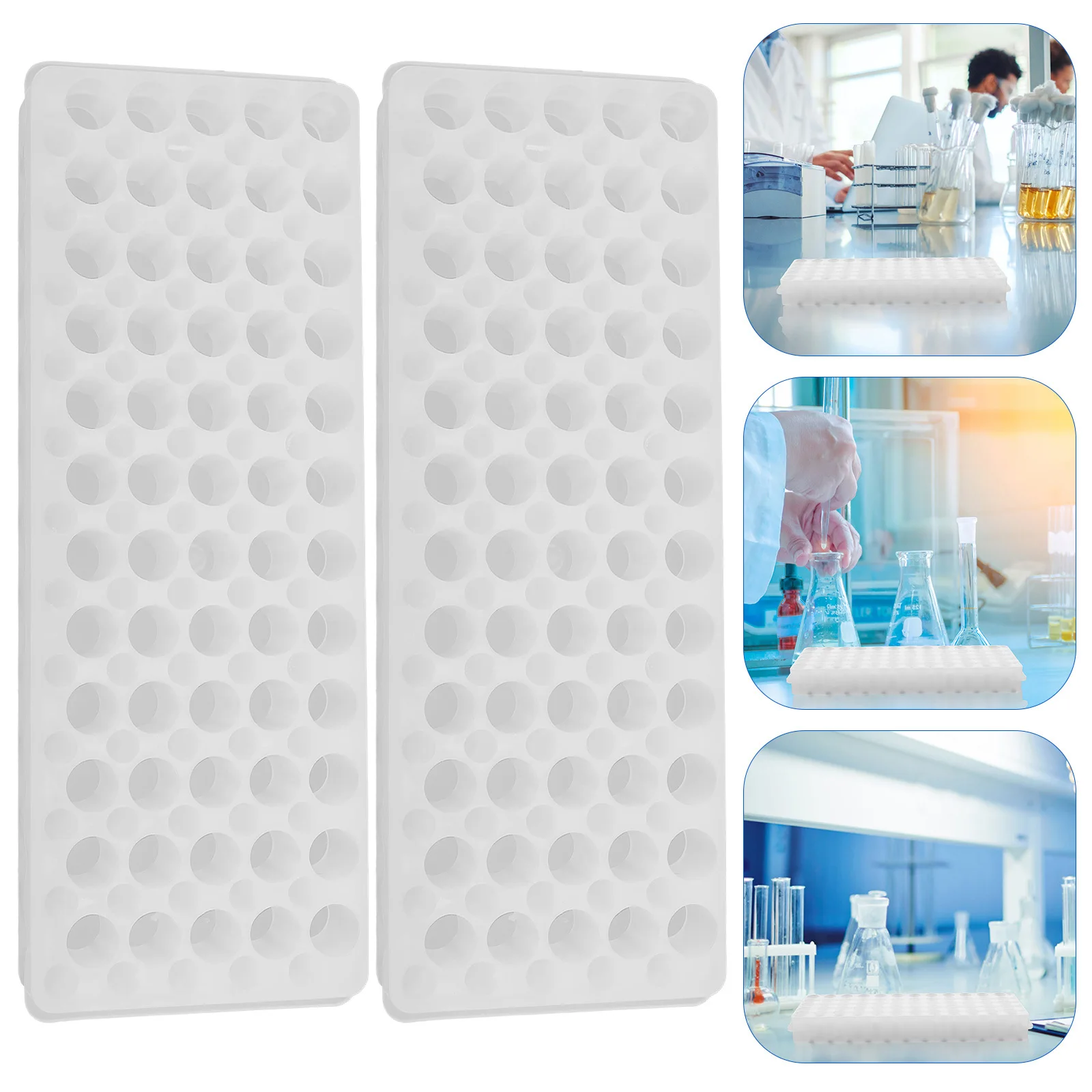 

2Pcs Test Tube Storage Rack 60 Slots Smooth Surface Easy Carry Laboratory Accessories Tray Test Tube Rack Laboratory Supplies