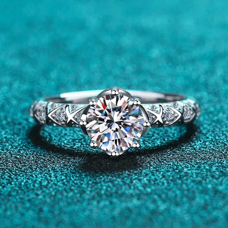 18K gold inlaid diamond women's octopus fashion ring Pt950 platinum moissanite ring high-end minimalist tail finger