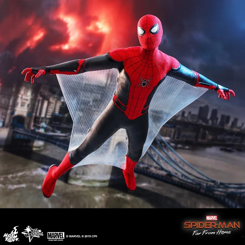 Stock Original Hot Toys Marvel Spiderman Far From Home New Red And Black Uniforms 1/6 Anime Action Figure Collection Model Gift